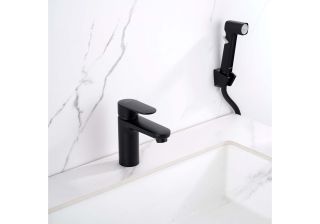 Смеситель для раковины с гигиеническим душем Aquatek Ника AQ1812MB черный